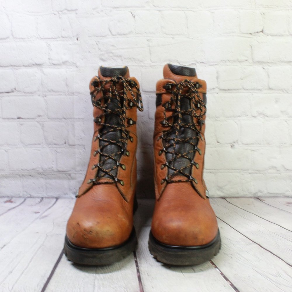 Timberland Pro 95570 Brown Leather Steel Toe Rugged Work Boots Size 10 Wide - Picture 4 of 9